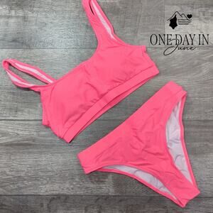 Pink Queen Crop Bikini Swimsuit Size M